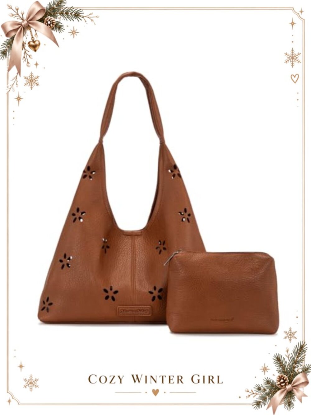 PU Leather Hobo Shoulder Bag Slouchy Soft Handbag with Pouch